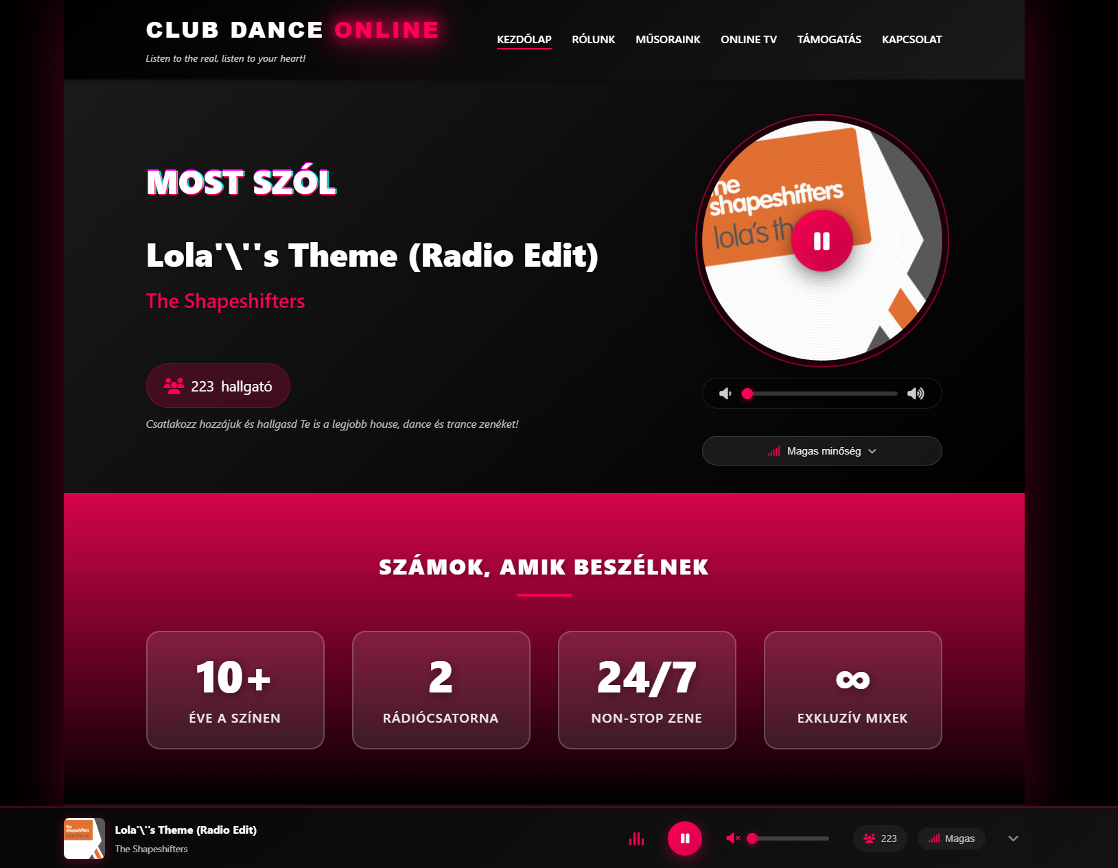 Modern Rádió Weboldal