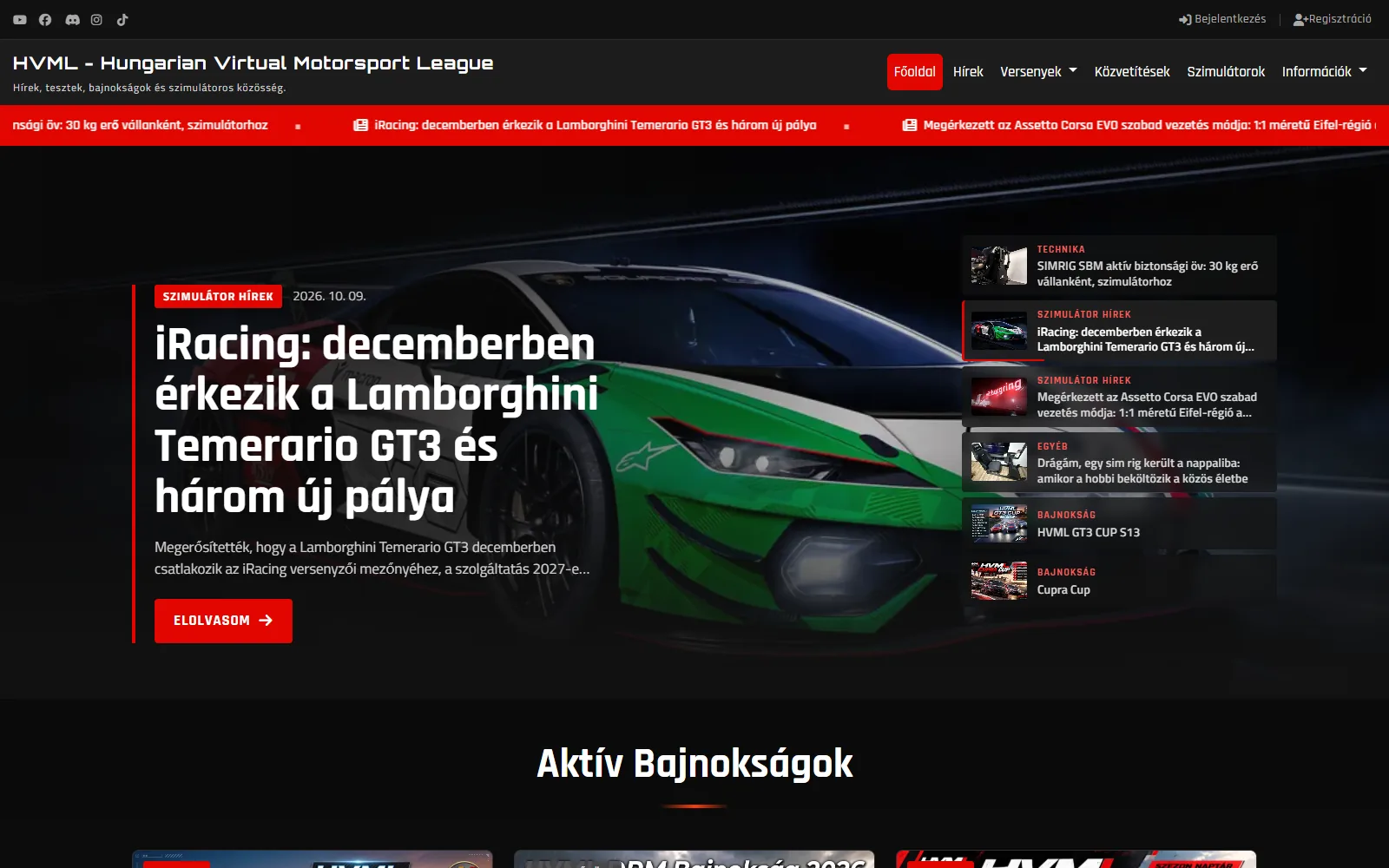 Hungarian Virtual Motorsport League – Közösségi Platform